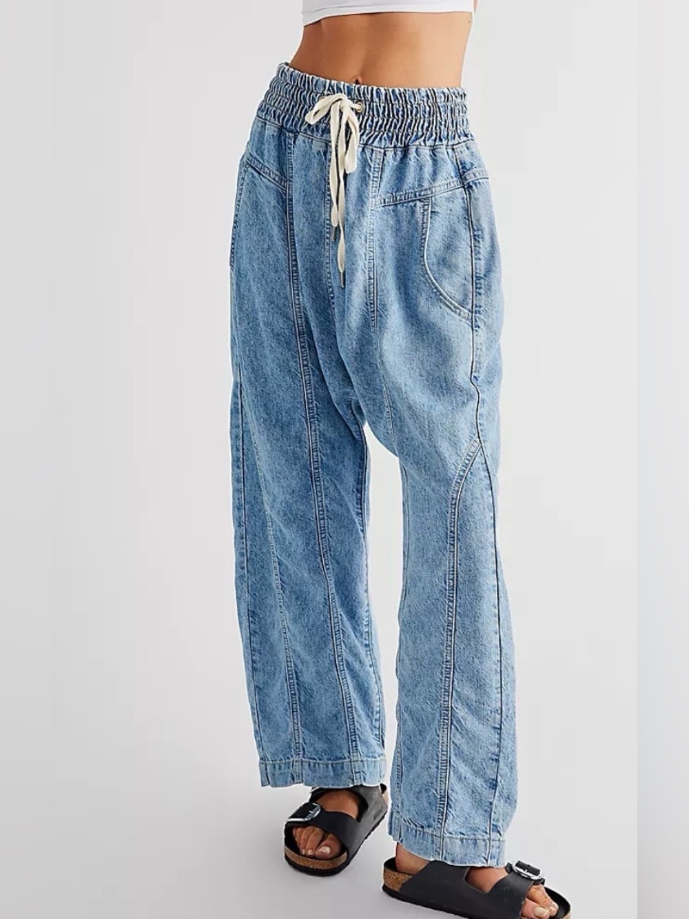 Free People We The Free Arcadia Denim Harem Pants Jeans Small S Slouchy Baggy